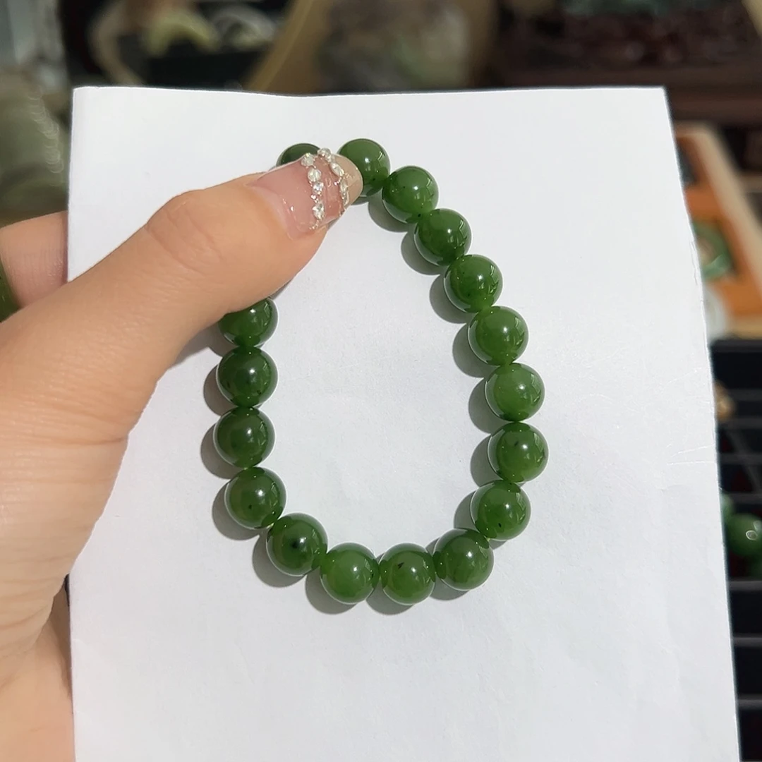 和田玉手串未镶嵌橘****?和田玉碧玉