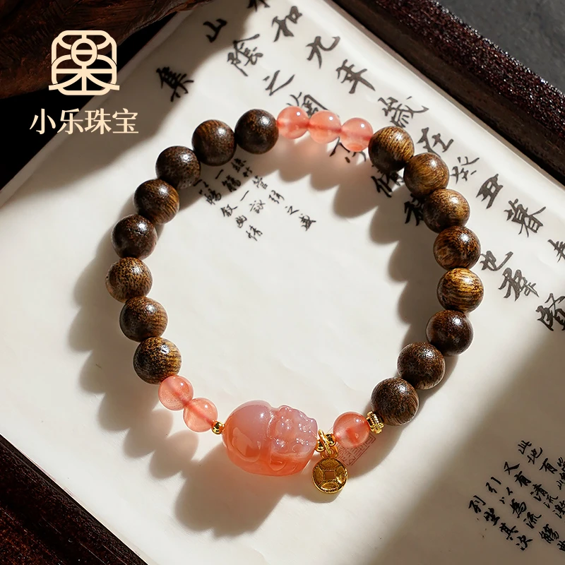 原创设计天然南红盐源貔貅手链-9957