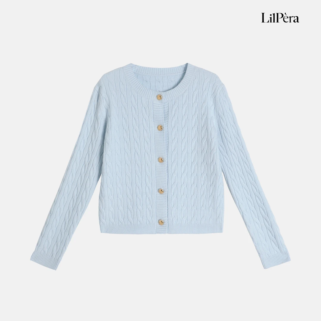 胖梨定制 “海盐马卡龙”短款长袖针织衫春季气质开衫外套B02