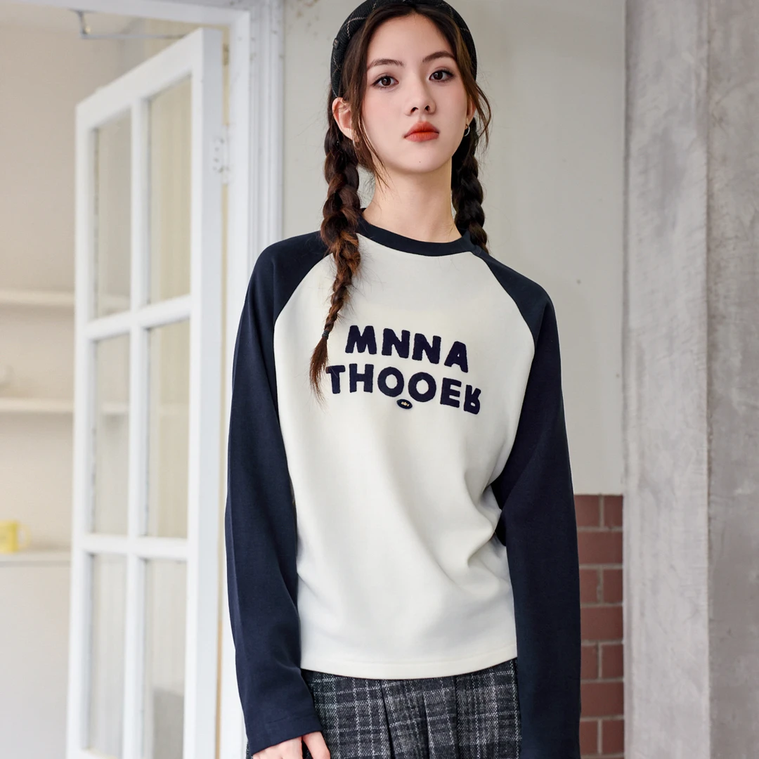 女大童韩版插肩袖收腰显瘦秋冬保暖打底衫百搭T恤时尚休闲上衣