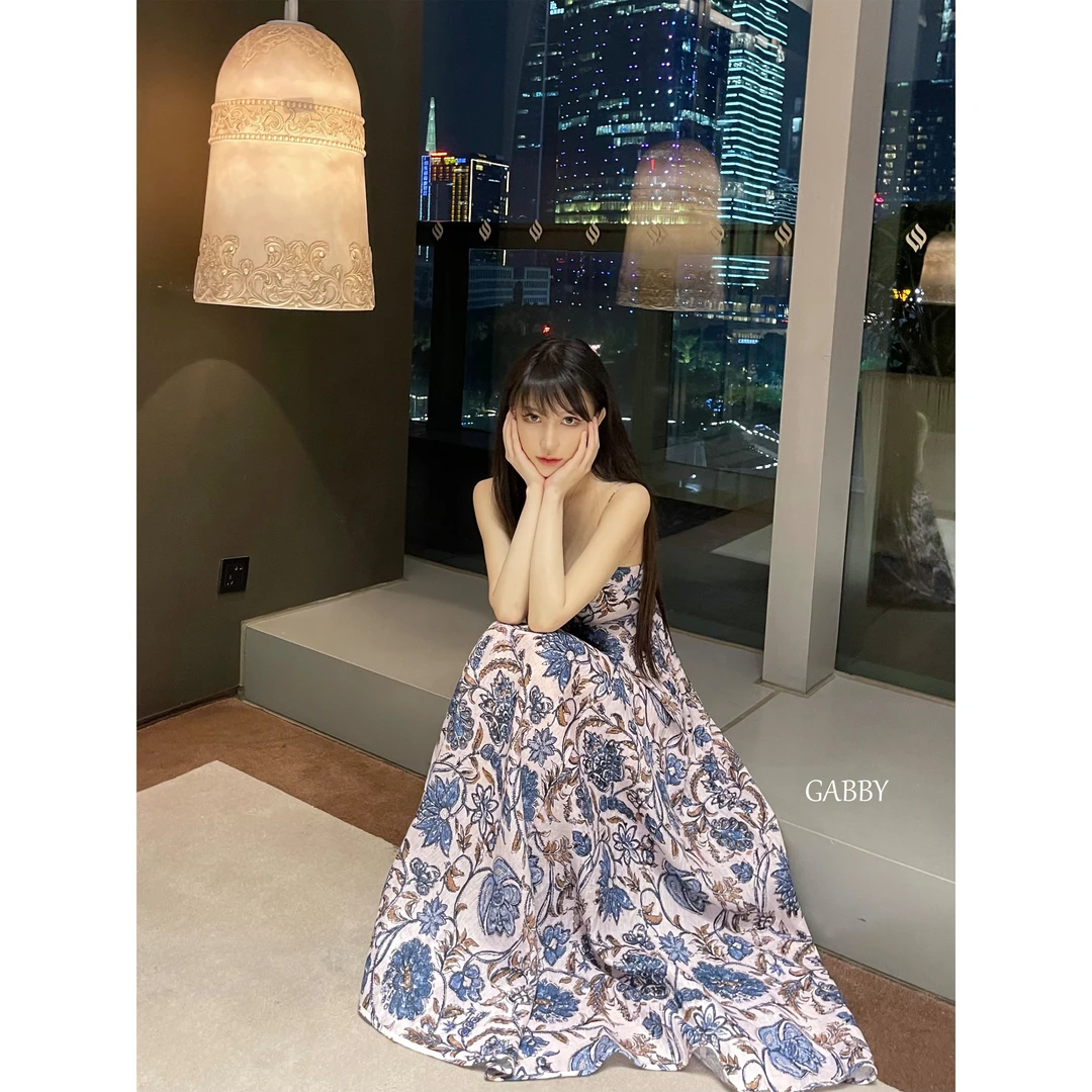【大促秒杀款】GABBY 高腰沙滩纯欲温柔小众碎花抹胸连衣裙L434