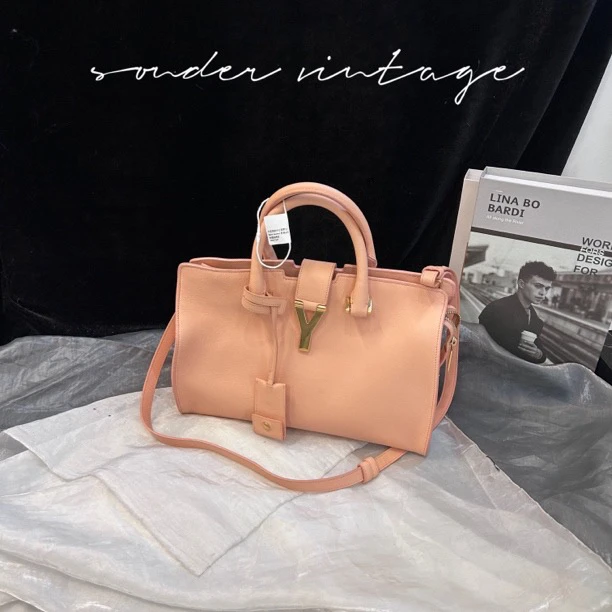 95新 YSL/圣罗兰 Ysl粉金Y扣手提斜挎包