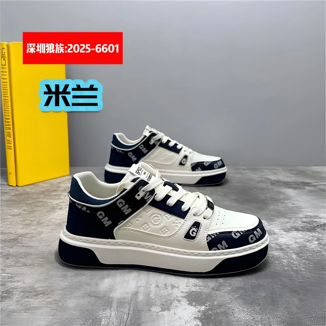 深圳狼族男鞋2025春季新款高级感百搭低帮小白鞋厚底板鞋时尚休闲