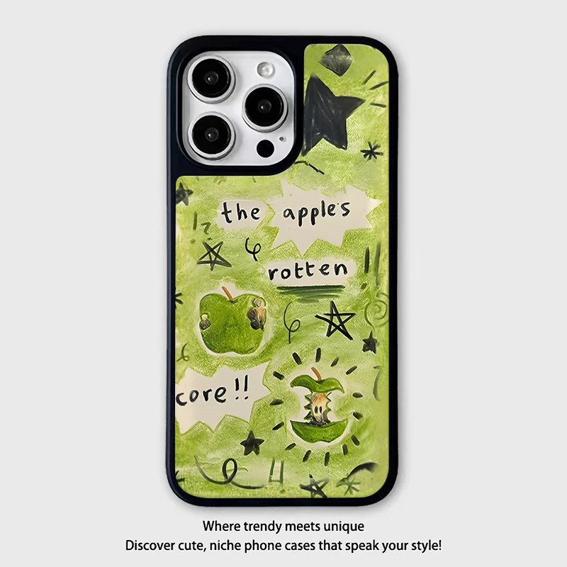 ins绿色涂鸦水果适用苹果16promax手机壳iphone15新款14女13套121