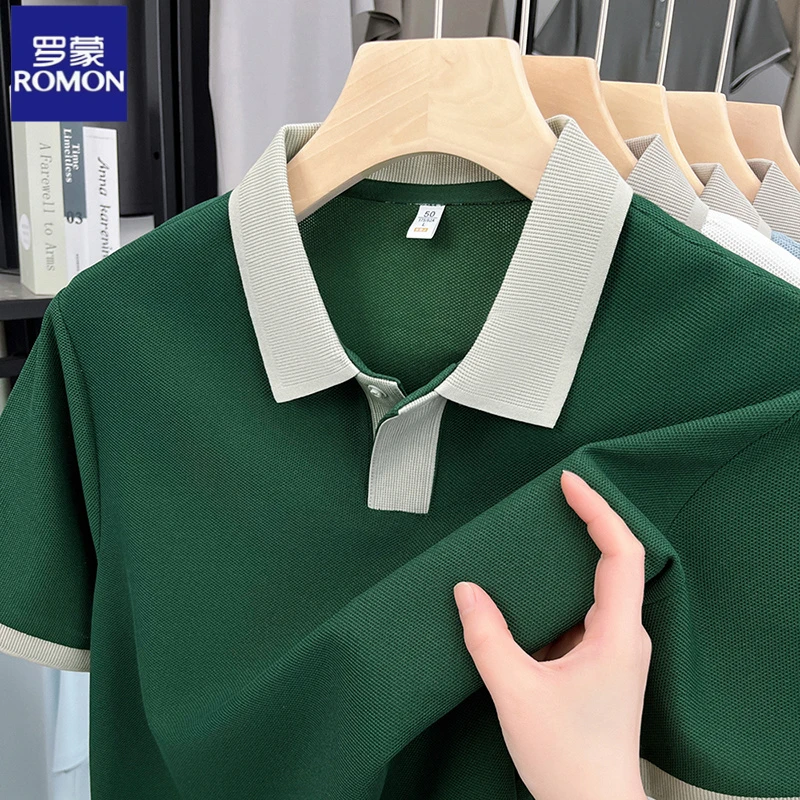 罗蒙冰丝凉感翻领短袖T恤男夏季商务百搭Polo衫宽松休闲半袖上衣