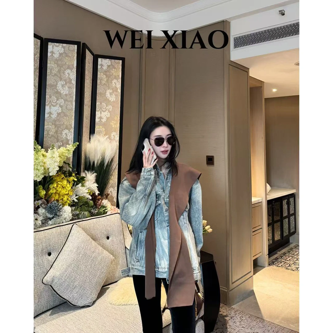 微笑家 极简系列 【披肩牛仔服】披肩两件套牛仔外套