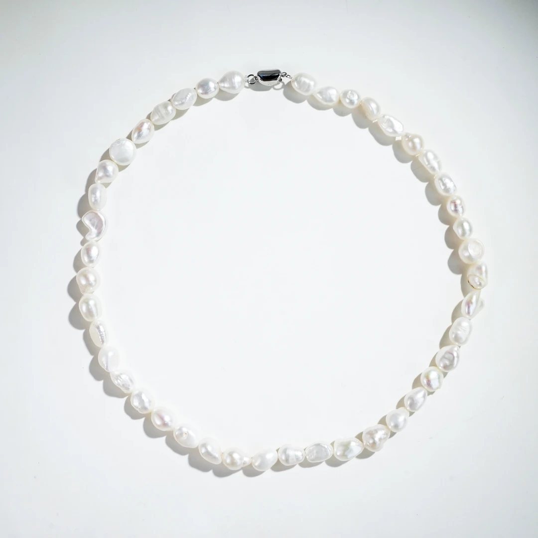 7-9mm可辛A476 银925无核淡水珍珠项链45cm