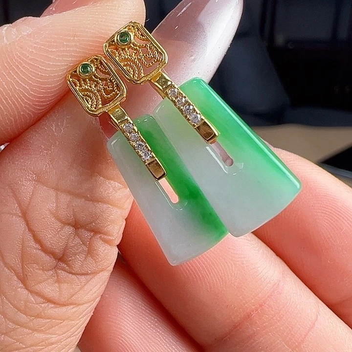 翡翠银S925镶嵌耳饰耳饰