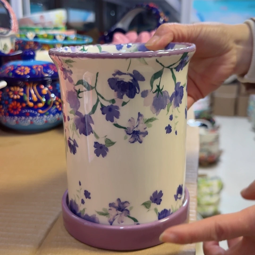 瓷大号紫色筷子桶一只