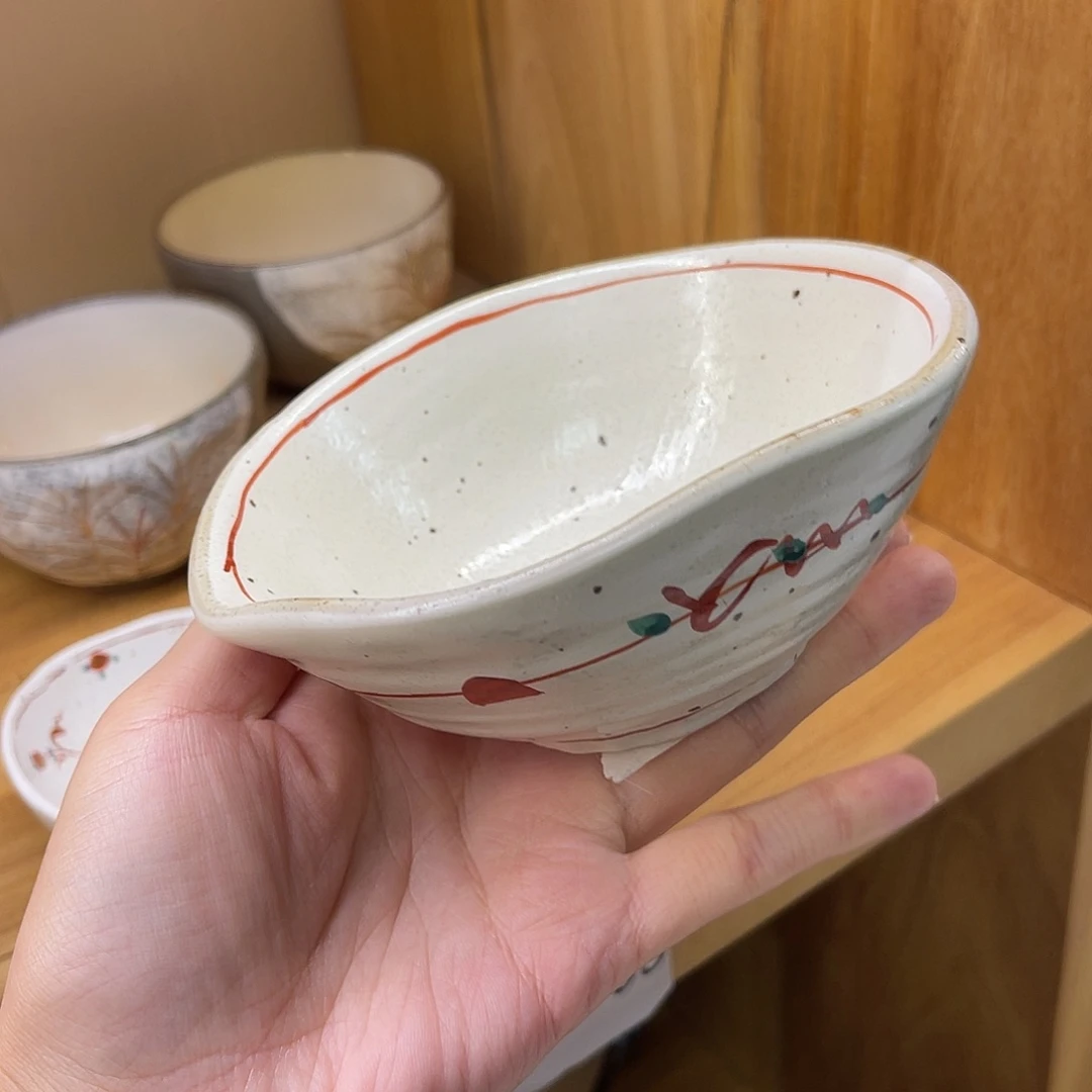 宏***雨瓷片真一郎赤绘片口钵子