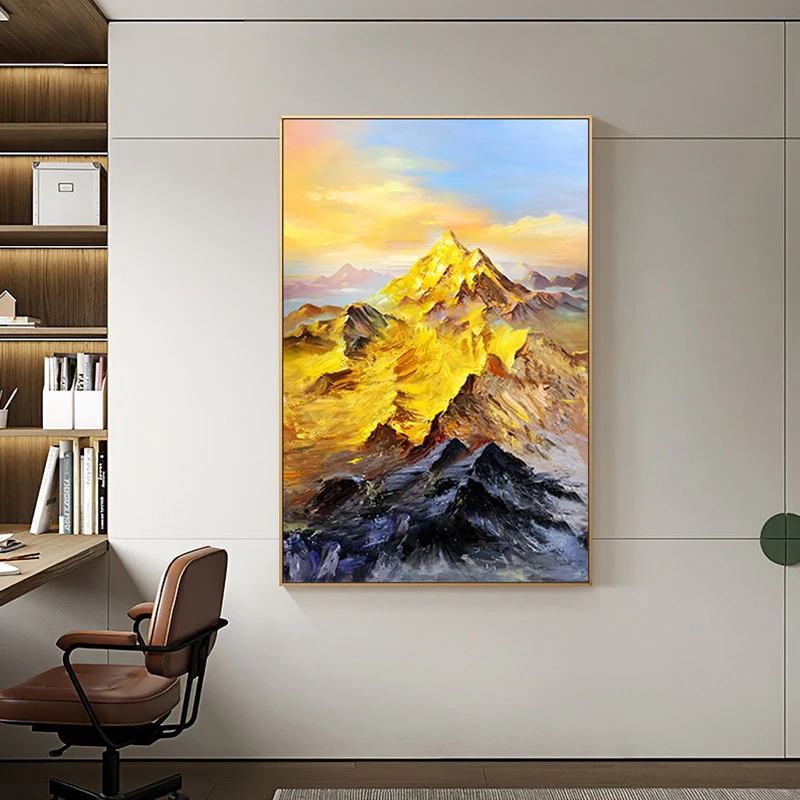 轻奢日照金山玄关走廊过道尽头装饰画现代简约挂画金山80120