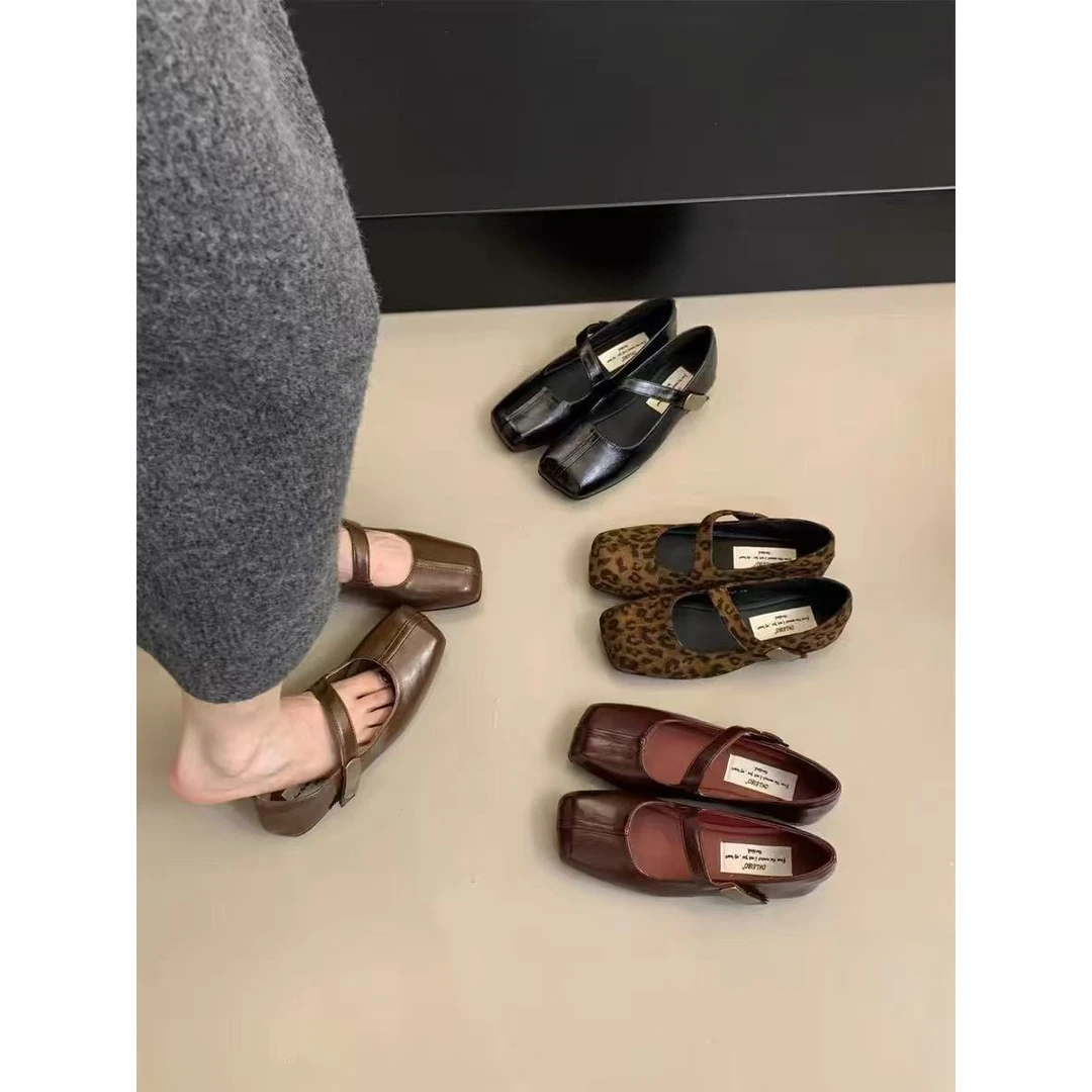 法式复古气质浅口新款春季配裙子百搭平底单鞋C-11(拍大一码)