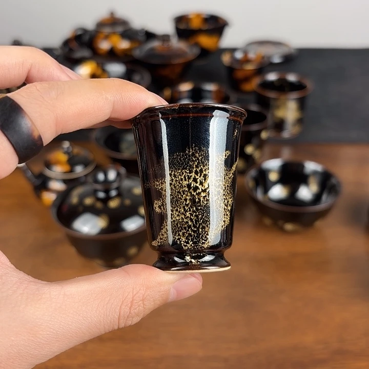 瓷洒彩鹧鸪斑闻香一口杯