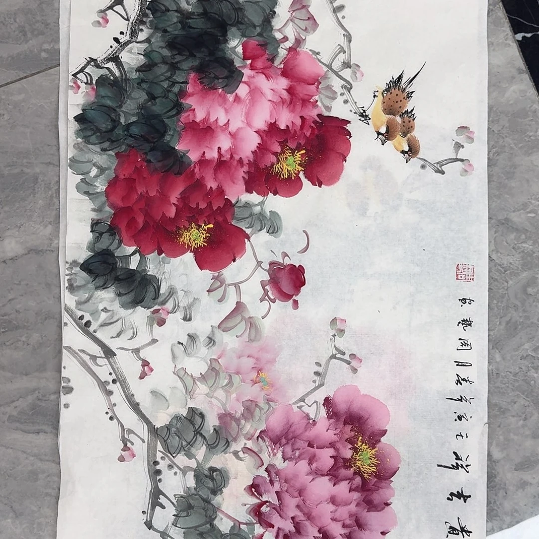 国画国画纯手绘作品欣赏四尺三开