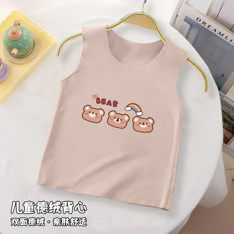 儿童双面德绒上衣德绒背心中大童宝宝打底马甲保暖无袖爆款潮