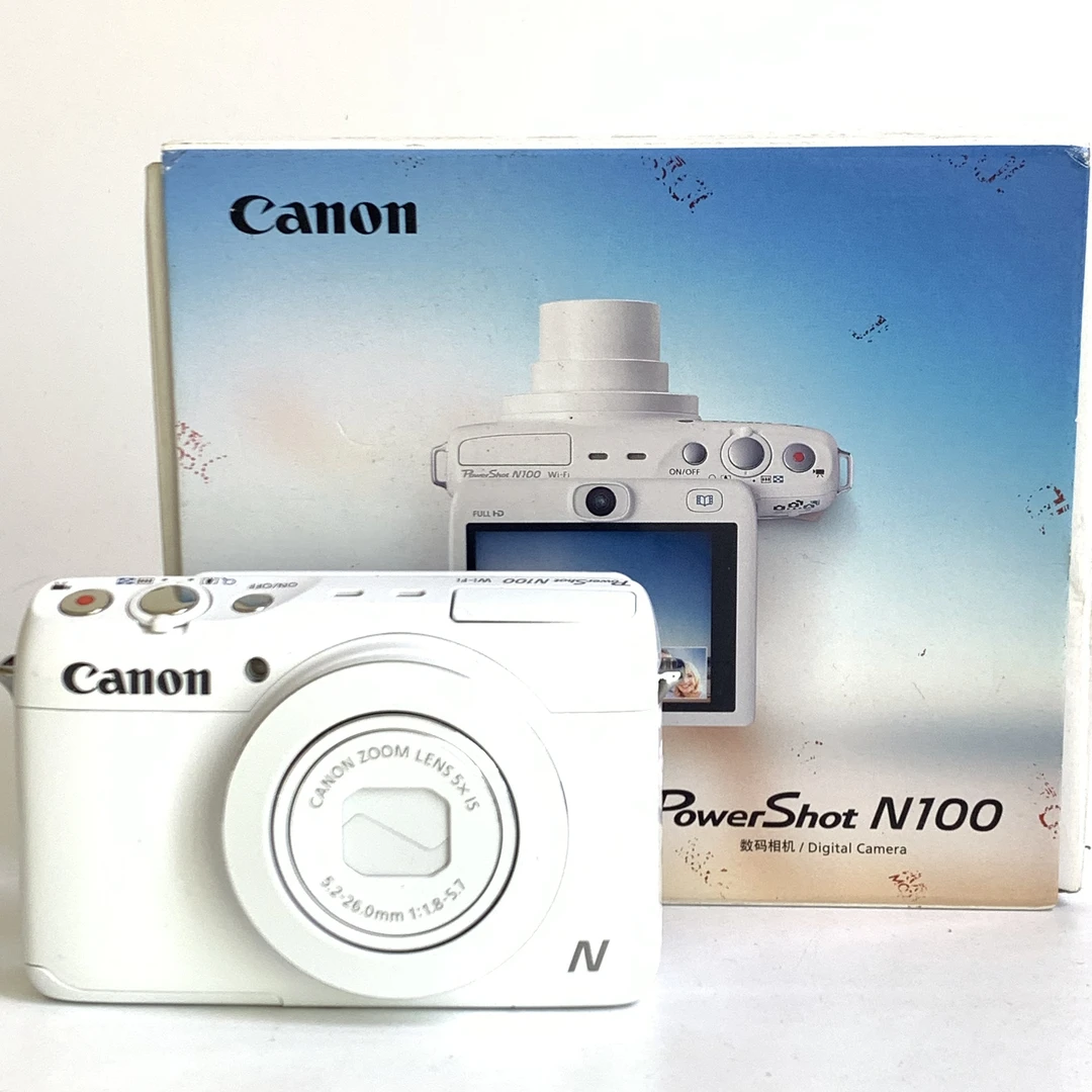 99新 Canon/佳能 n100 白色带原盒 1210万像素前置➕Wi-Fi➕触屏ccd