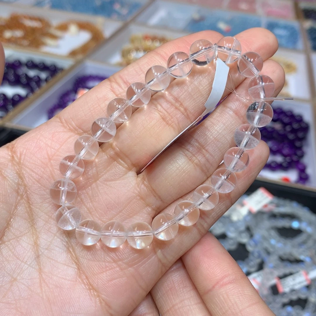 水晶手链未镶嵌白幽灵聚宝盆8mm+