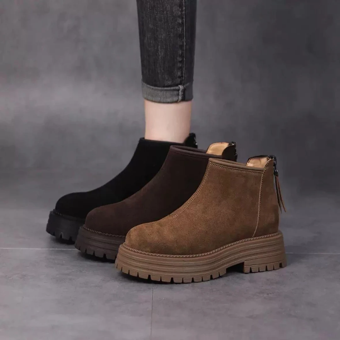 【CUFK & 官方正品】听纯2025秋冬复古厚底女靴软底正品短靴新款