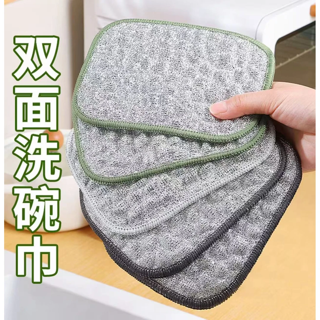 新款银丝棉纱双面吸水刷锅洗碗布厨房专用不沾油棉纱块易清洁抹布