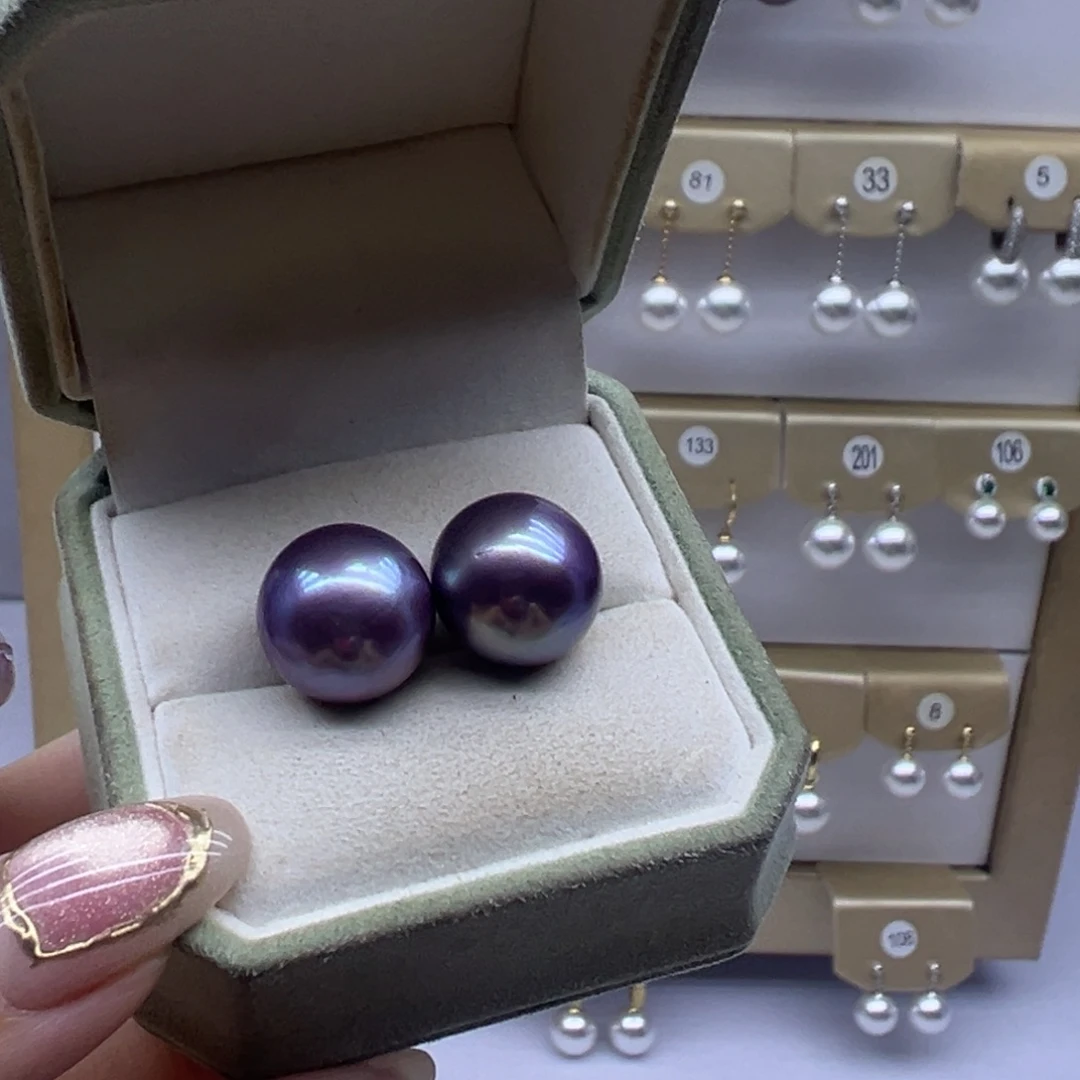 银S925镶嵌耳饰淡水珍珠