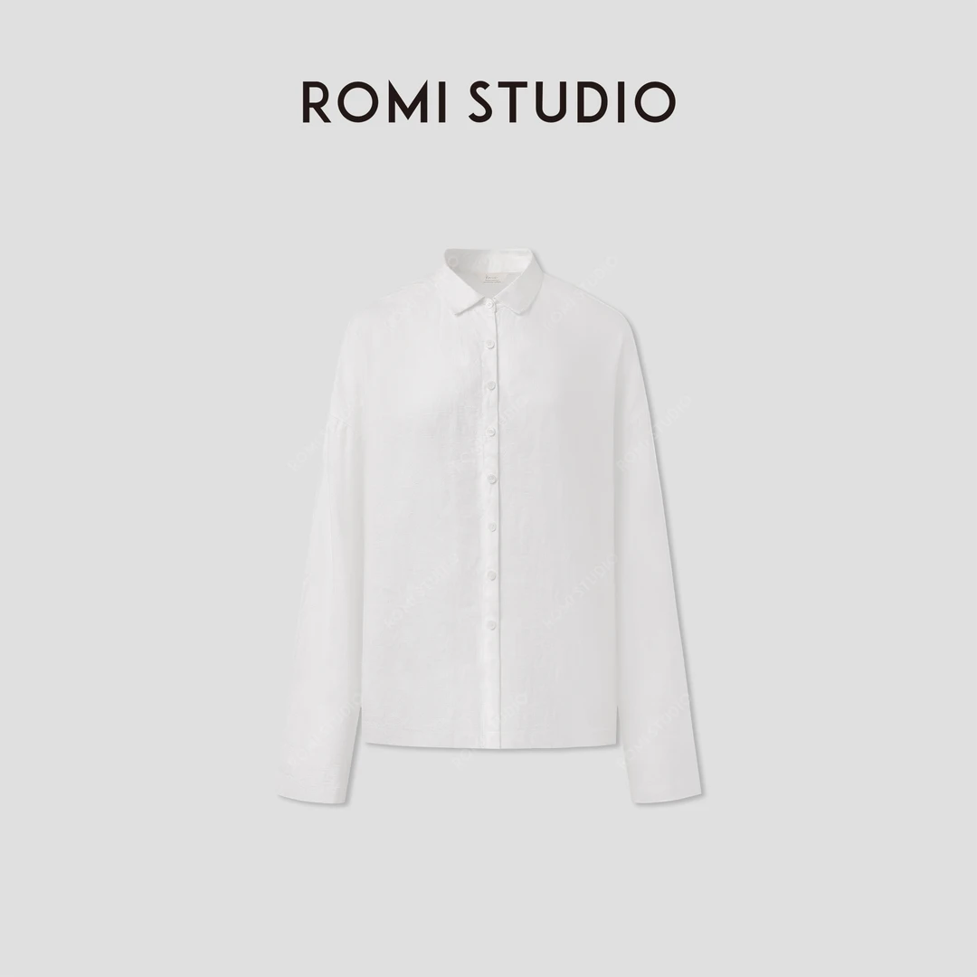ROMI STUDIO“Clean fit”100%进口汉麻复古休闲翻领衬衣RWCSSM2165