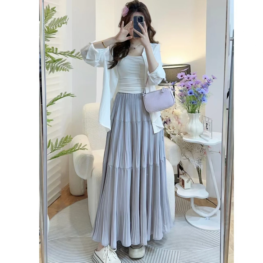 【MuMU】早春温柔风慵懒衬衫吊带wp9458+蛇年好运紫半身长裙wp9479