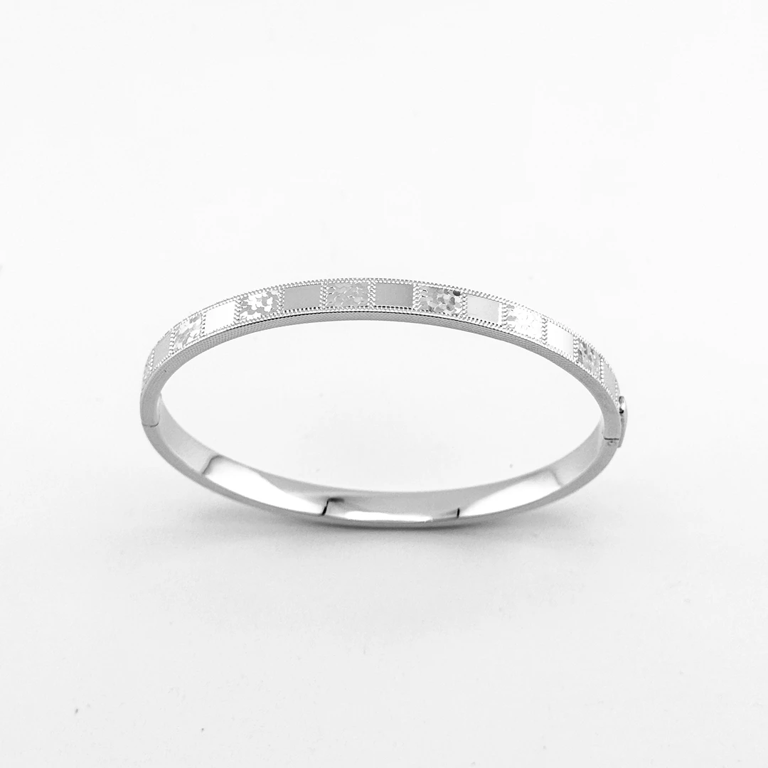 柴尔德珠宝铂金Pt950 时尚镜面方糖碎碎冰贵妃镯 气质简约开口镯