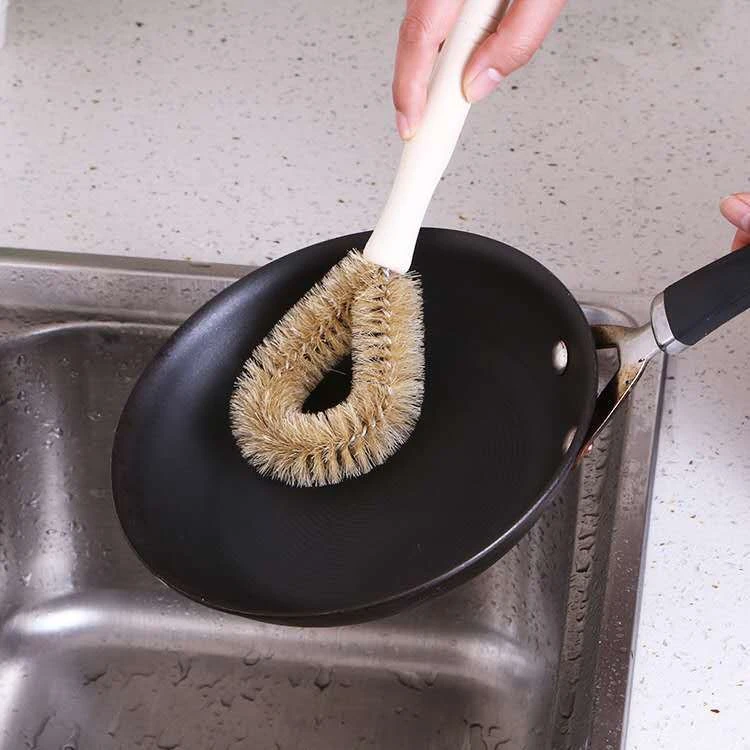木柄锅刷棕毛刷清洁刷 刷锅刷碗的好帮手长柄擦锅