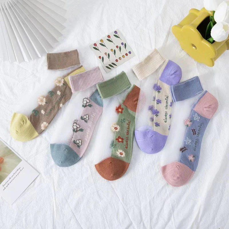 夏季薄款水晶丝袜子女隐形吸汗透气船袜玻璃丝棉底短筒袜