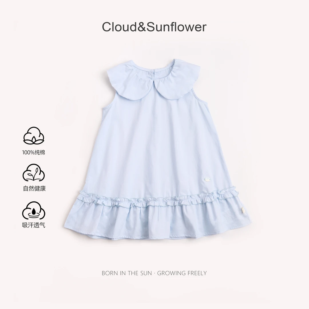 【云朵小葵】女童夏季大翻领无袖蓬蓬连衣裙1114214