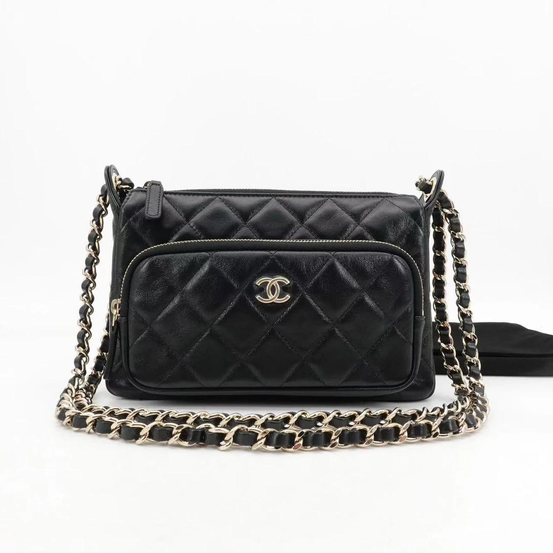 95新 Chanel/香奈儿 GGS丨25c相机包黑金芯片款/19334416