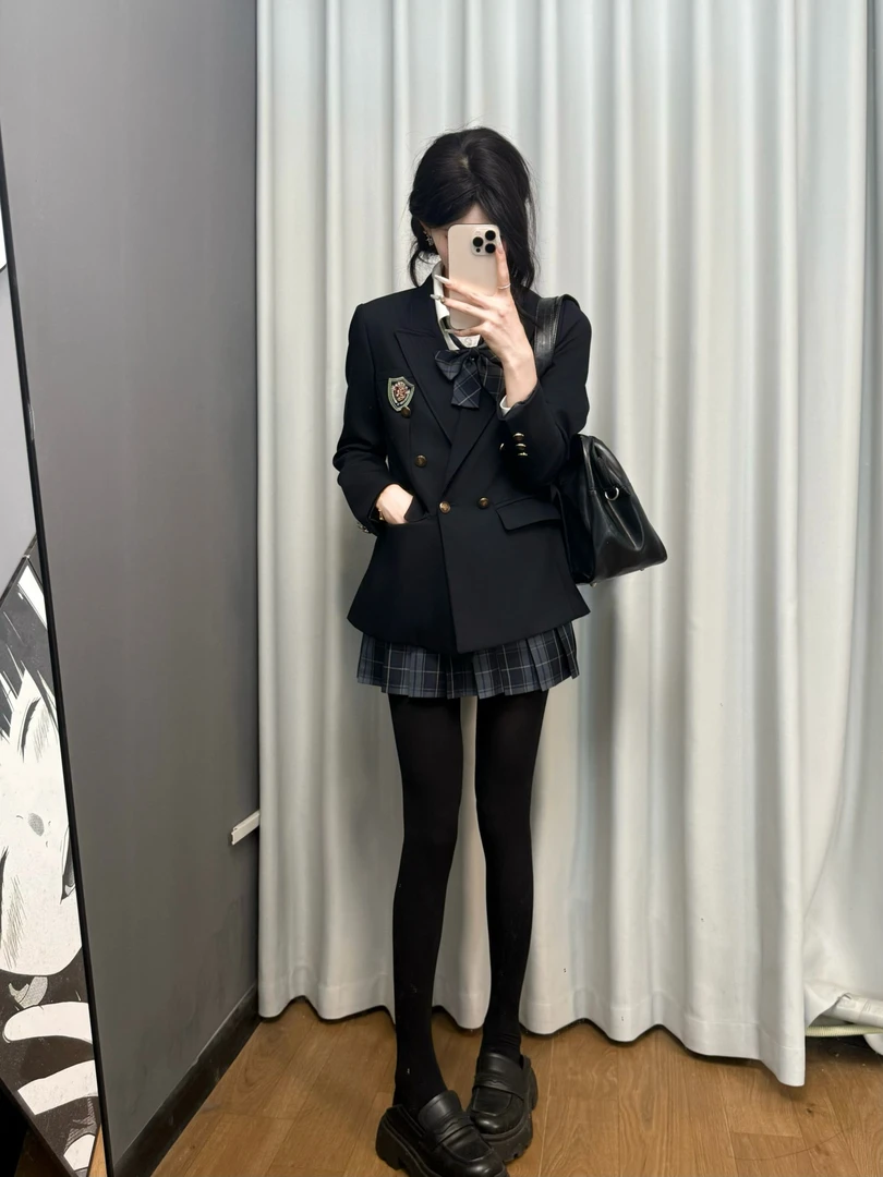 【西装马甲十件套】2025秋冬季新款原创JK格裙西装套装学院风短裙
