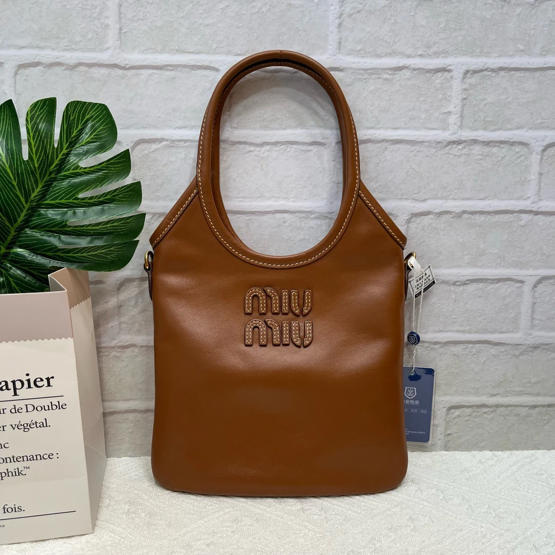 99新 MIU MIU/缪缪 /ivy 焦糖干邑色/mini托特