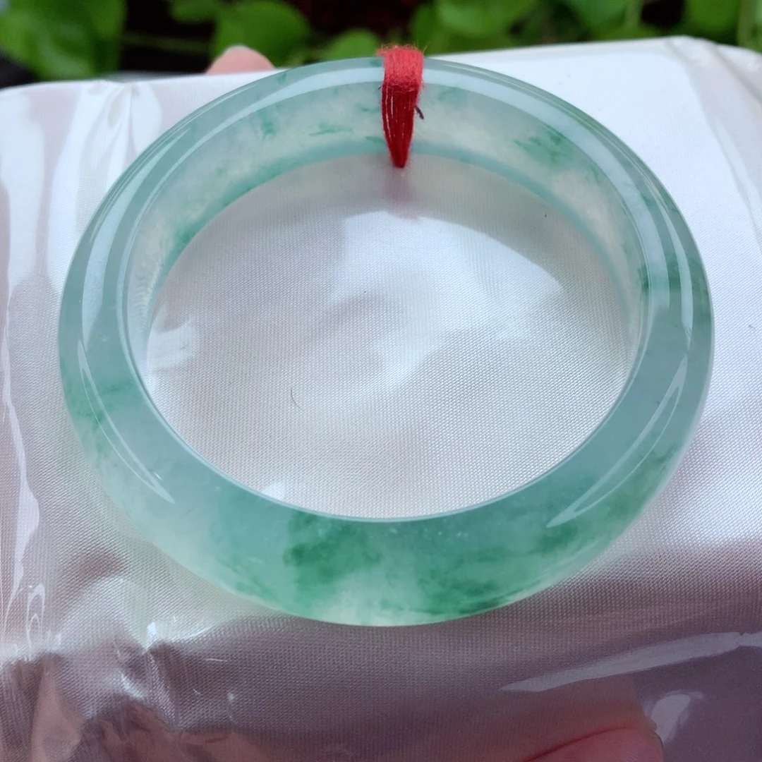 未镶嵌手镯翡翠54.6高冰飘花 全条炸光 冲它！毕业 喵喵