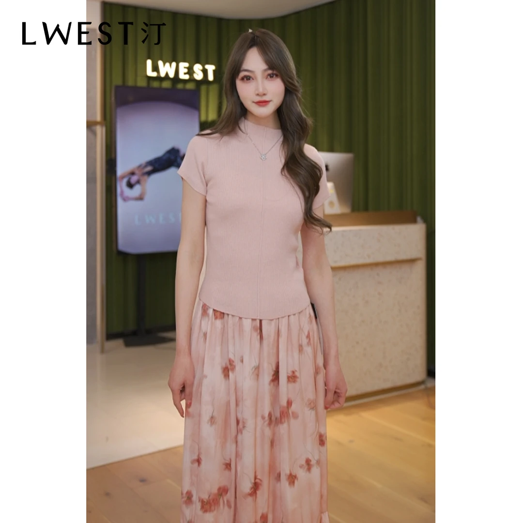 朗文斯汀2025春新款针织短袖设计感半裙套装DAMG5102C09980