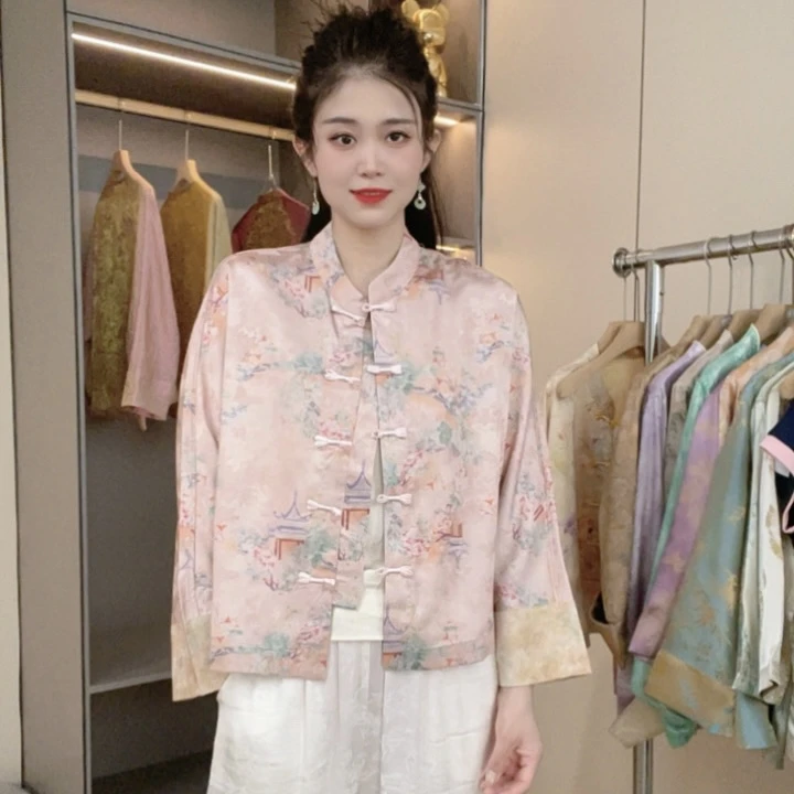 【百花齐放】高品质新中式国风盘扣提花外套透气丝滑开衫 XH0778608