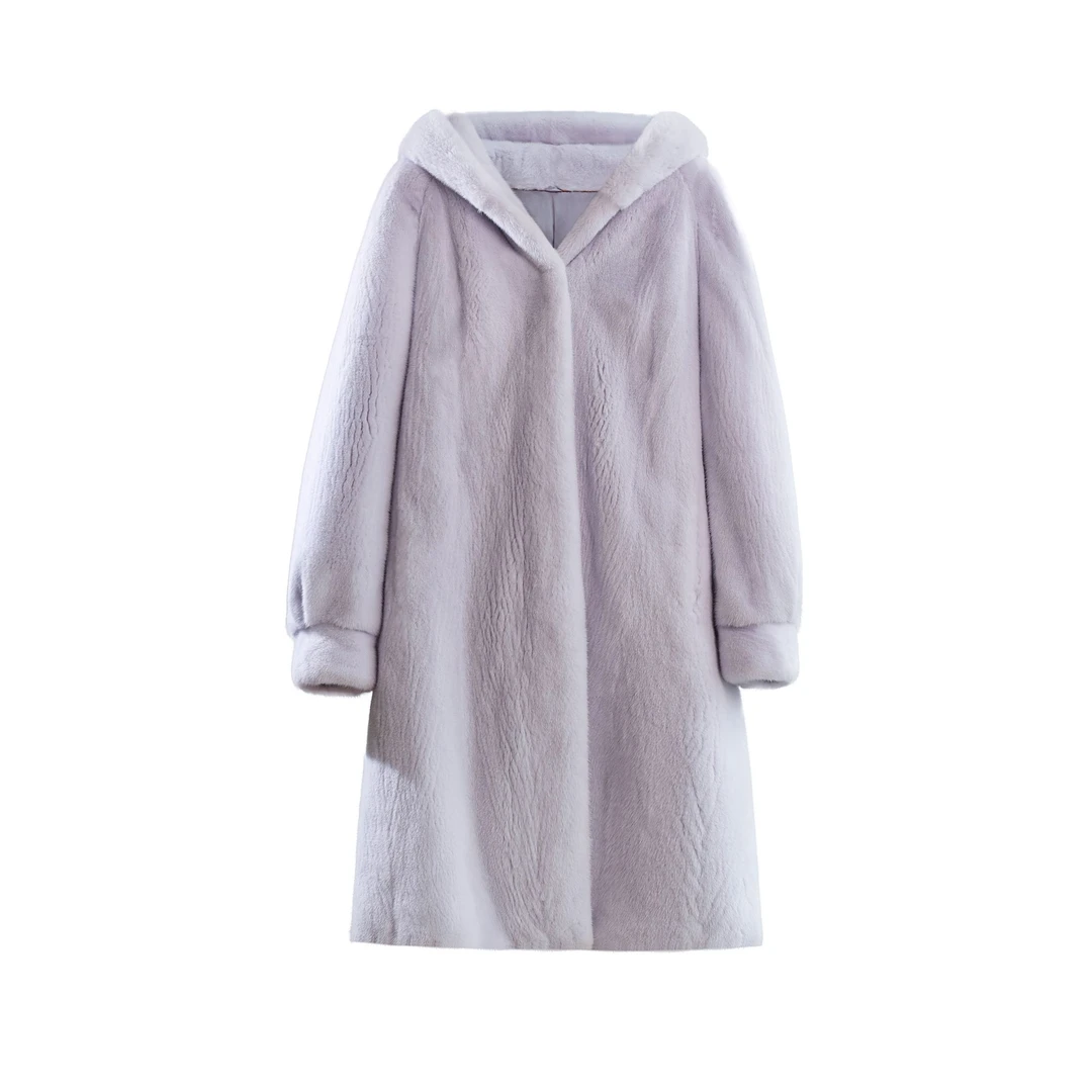 《欢沁日记》冬季新款天鹅绒紫金短二连帽女款水貂