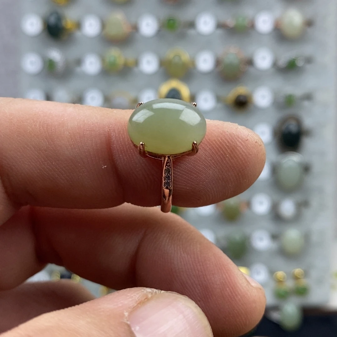 和田玉（青白玉）合金戒指