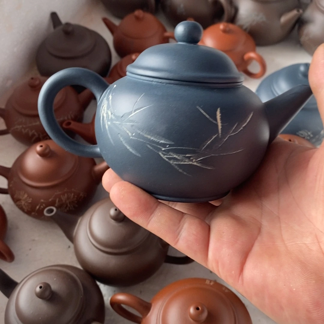 .***舞茶壶紫砂绿泥水平竹子