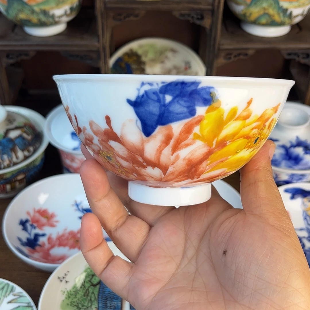 好***令忠意堂釉下彩碗微瑕不退