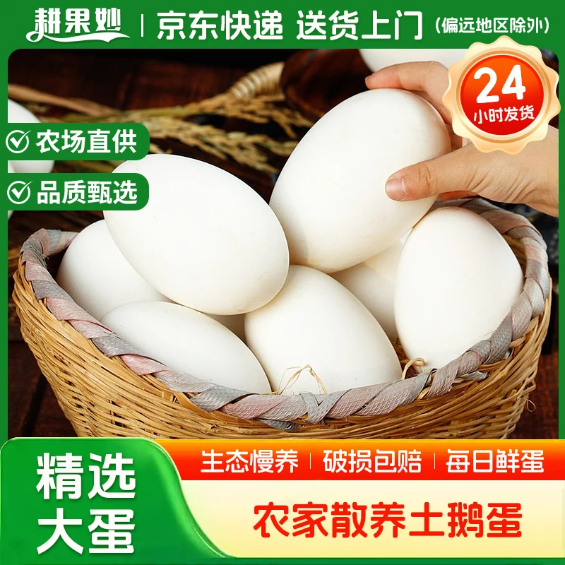 耕果妙新鲜农家散养土鹅蛋12枚现捡现发大个鹅蛋6枚孕妇宝宝辅食