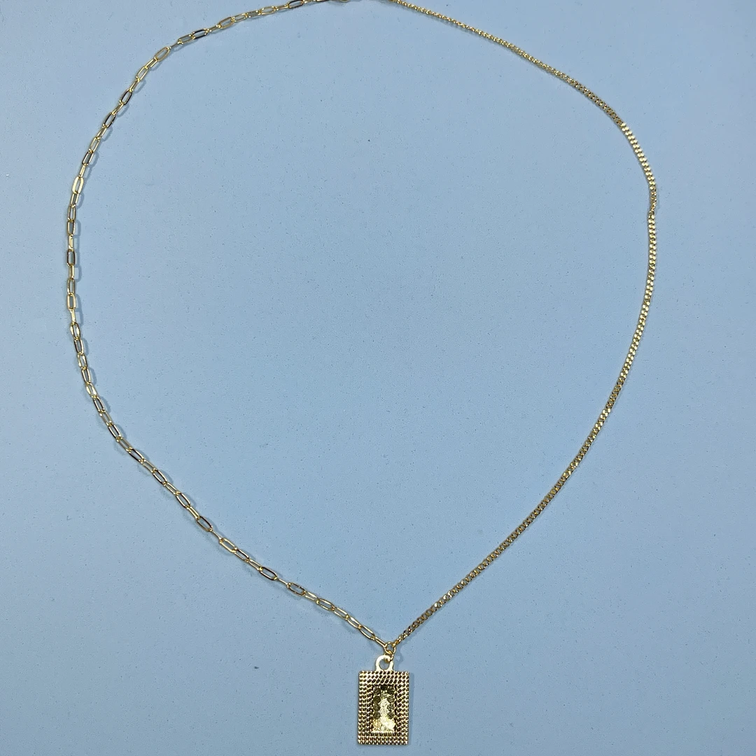 坠链均足银 鱼鳞碎冰冰无事牌999金银项链女吊坠礼物送女友