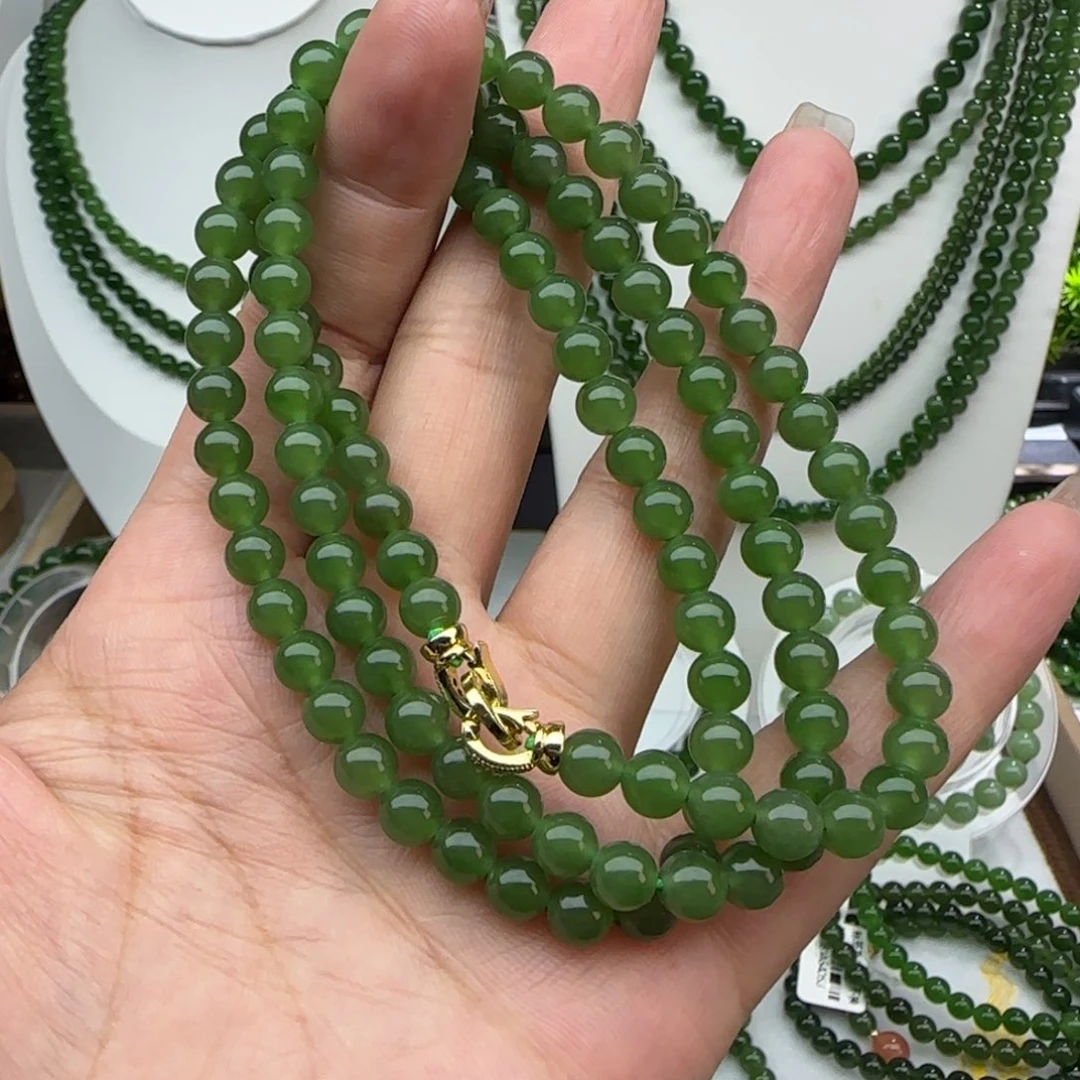 和田玉（碧玉）未镶嵌颈饰卡6无黑点