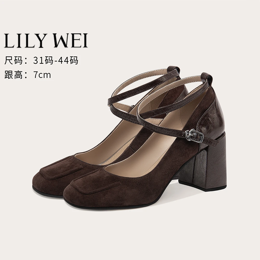 Lily Wei复古交叉带文艺范玛丽珍鞋舒适不累脚百搭女鞋小码31-33