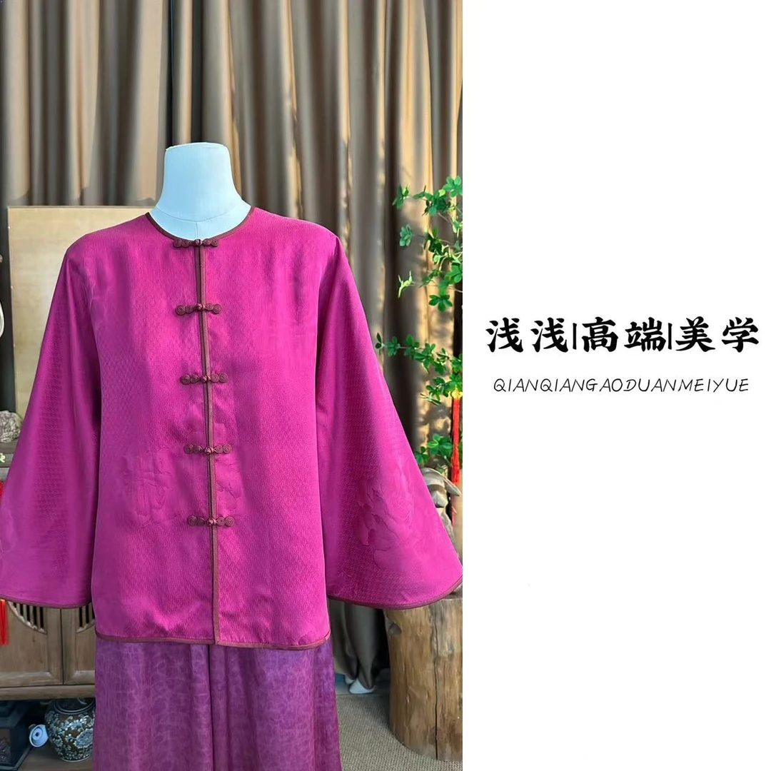 『芙蓉』中式设计感手工高定中国风衬衫红云纱二经萝外套