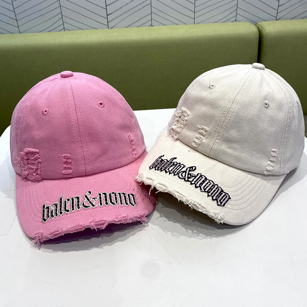 儿童帽子中大童破洞洋气大檐透气棒球帽遮阳鸭舌帽男女童太阳帽潮