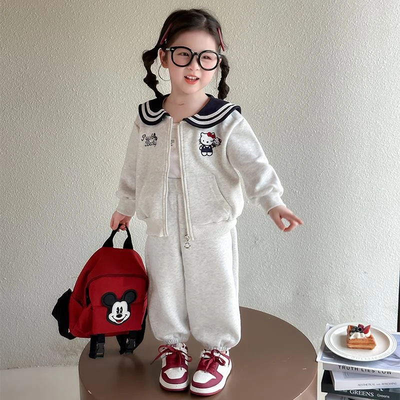 MK&UR.BV女童秋装套装2025新款儿童海军领开衫两件套宝宝春秋衣服