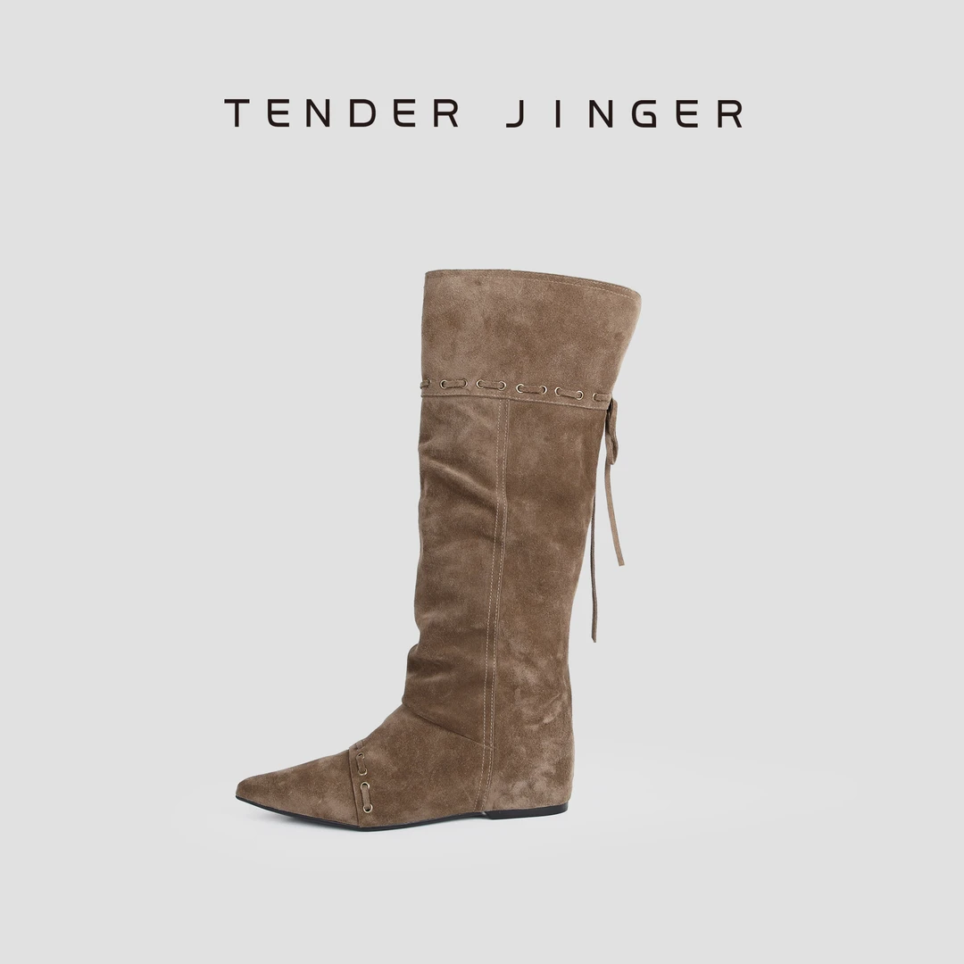 Tender Jinger｜线下专供 可折叠两穿尖头褶皱堆堆靴 M250846