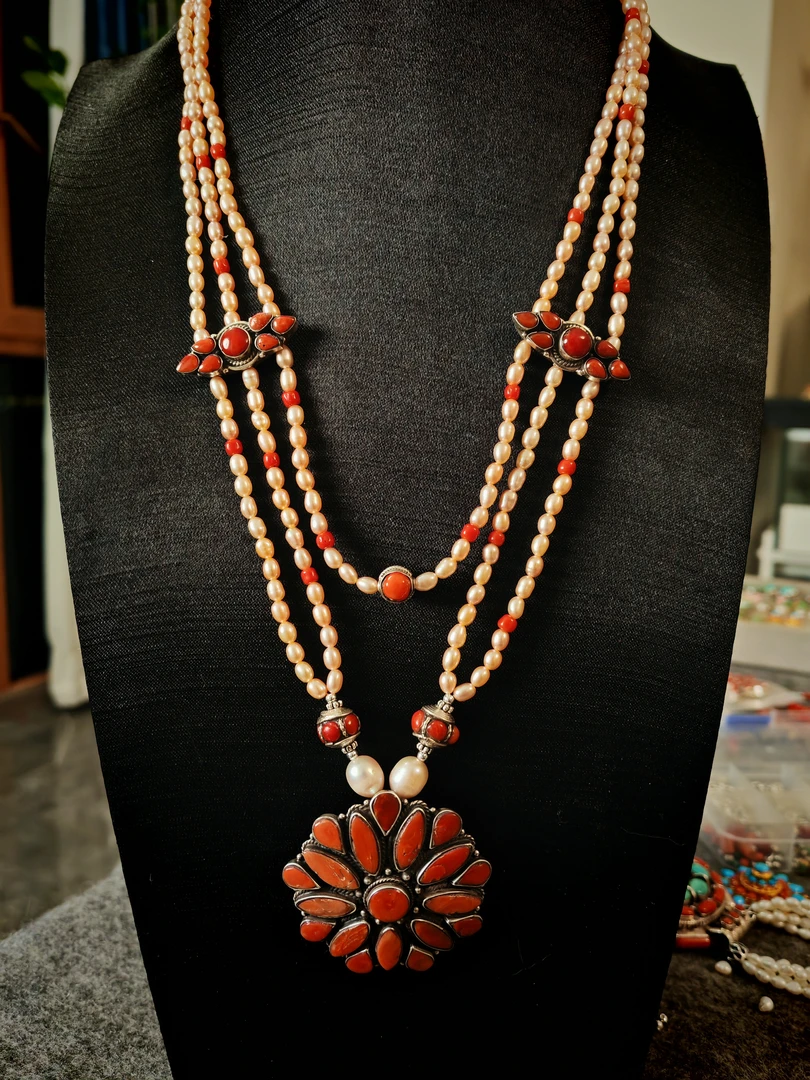 坠链均925银亚克力 尼泊尔进口女士项链