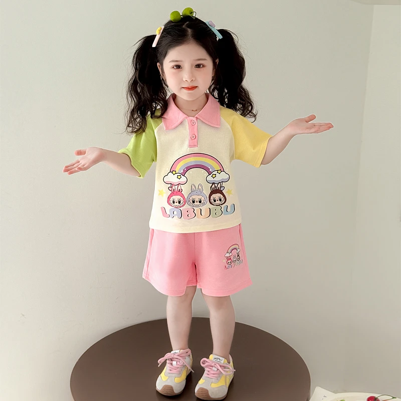 女童夏装套装2025新款女宝宝夏天可爱洋气小女孩甜美短袖两件套潮